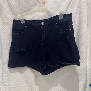Black denim shorts